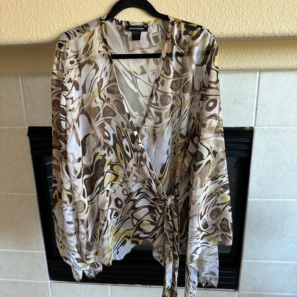 Ashley Stewart Wrap Tie Blouse chiffon  - Plus Size 20 - Picture 3 of 6
